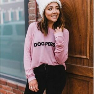 Wildfox pink "Dog Person" slub waffle knit top